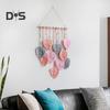 Wall Decor Large Boho Macrame Handmade Yarn Woven Wall Art Leaf Tapestry Wall Hanging with Faux Feathers for Home Decor