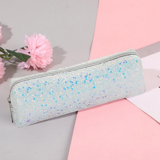 Pencil Case Large Capacity Smooth Zipper Stylish Glitter Sequin Stationery Storage Pouch School Supplies