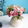 41cm Rose Pink Silk Bouquet Peony Artificial Flowers 5 Forks Rose Bud Bride Wedding Home Decoration Fake Flowers Faux