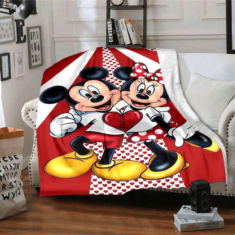 Mickey Minnie Love Flannel Blanket Super Soft Warm Cozy Blanket For Sofa Bed Office Travel Allseason Home Decor Gift