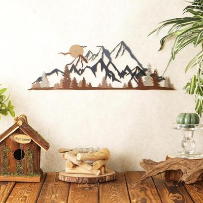 Декор для настенного украшения из металла Mountain Range - знак Summit Iron. Деревенское Искусство. Декор для дома в горном стиле. Акцентный знак для декора комнаты в лесу.