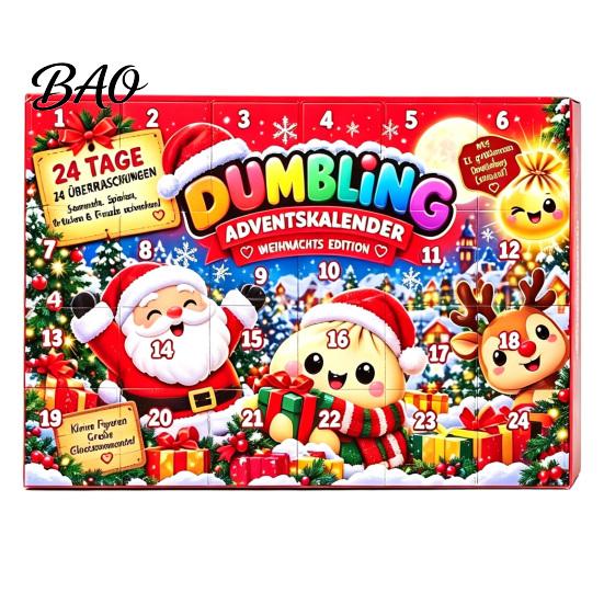 Christmas Gift for Adults 2026 Squeeze Toy Advent Calendar, 24-Day Dumpling Bun Fidget Stocking Stuffers Kids Countdown Box, Soft TPR Stress