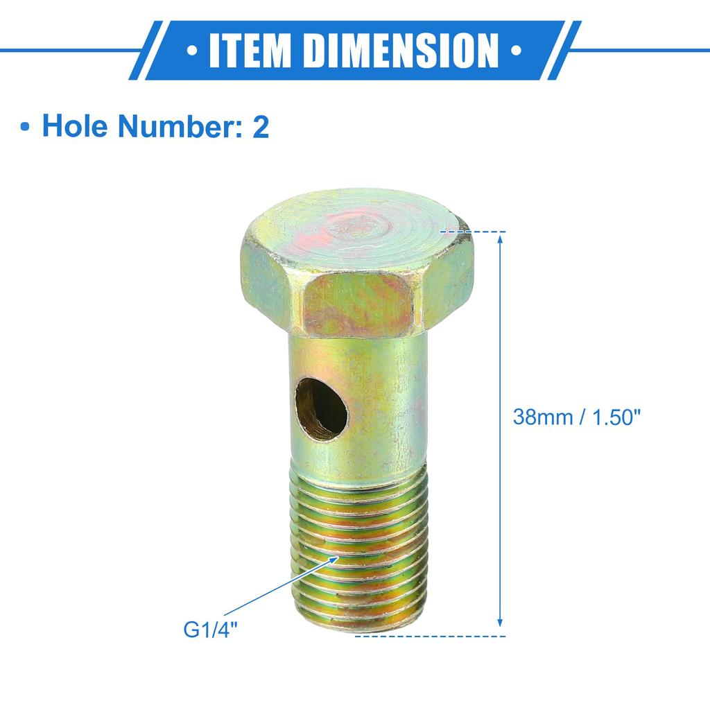 Двойной болт-банджо VekAuto G1/4" Длина 38 мм турбонагнетатель тормозной магистрали адаптер для транспортного средства прочный металл бронзовый цвет