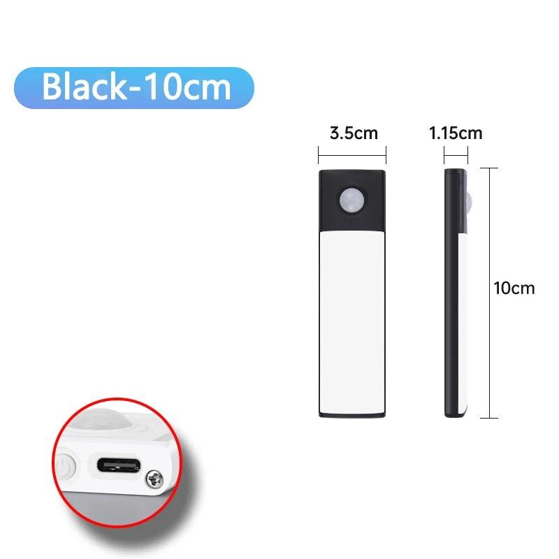 Светодиодная лампа для шкафа USB Type-C, перезаряжаемая, с датчиком движения, светодиодная лампа для кухонного шкафа, освещение шкафа 20 см/30 см/40 см/50 см/60 см