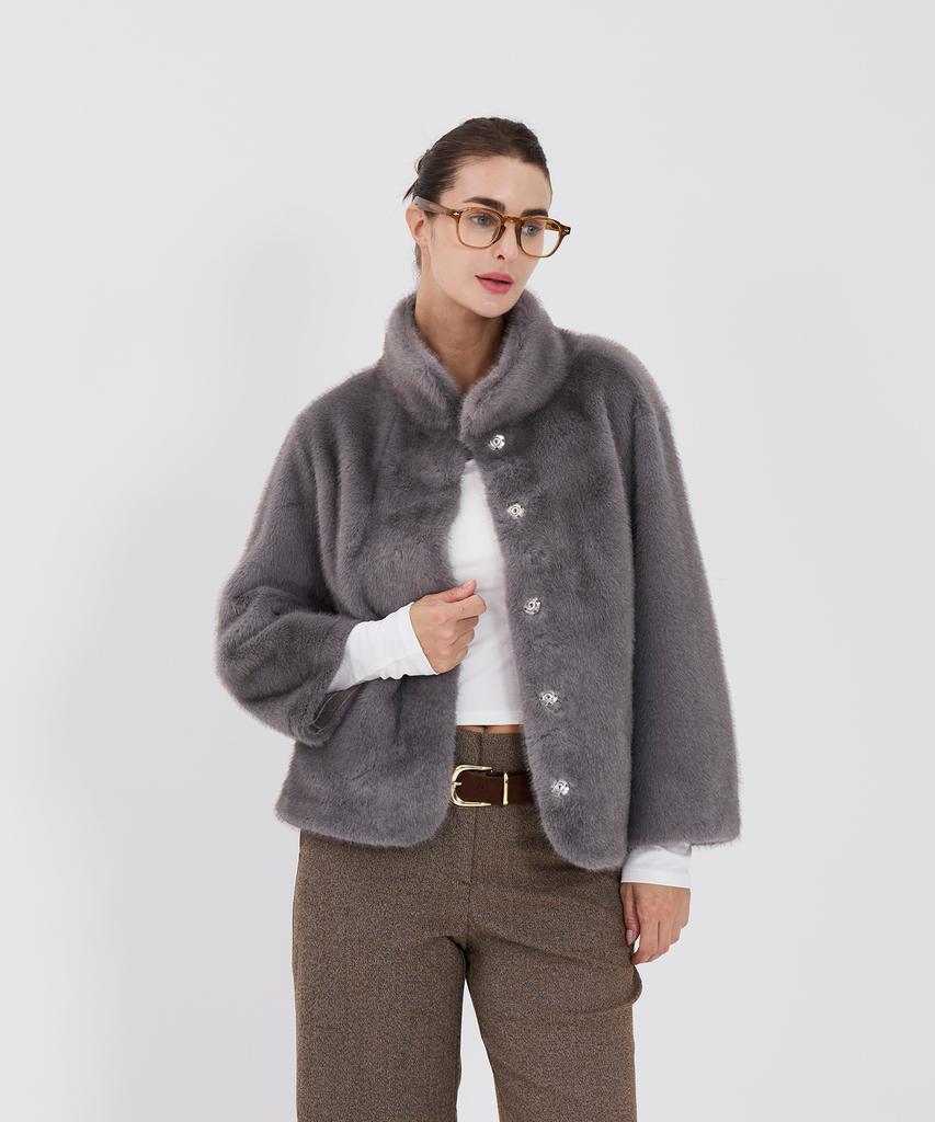 Noise Stand Collar Fur Jacket Kh3Fw02Aj