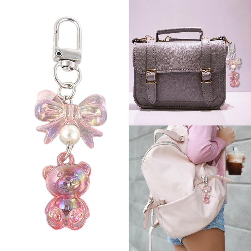 Очаровательный брелок-подвеска в виде медвежонка, стильные брелоки с бантиком, многофункциональная подвеска для сумки, держатель для ключей, подходит для пар
