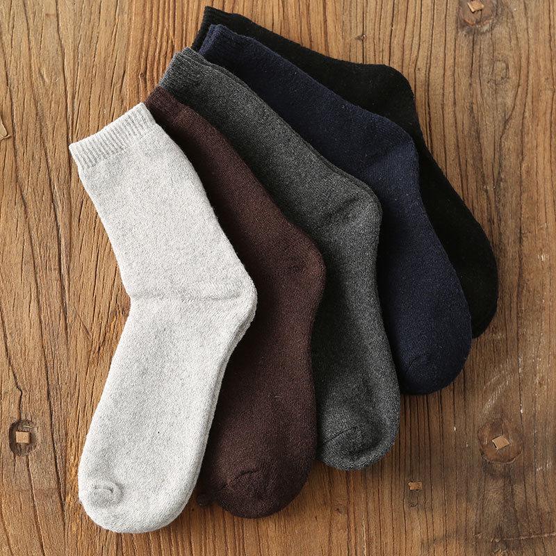 Мужские осенне-зимние толстые теплые шерстяные носки до середины икры - японский ретро этнический стиль, узор "мелкий ромб"