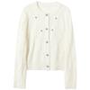 Sancai Machine-Washable Winter Crew-Neck Button-Front Knit Cardigan