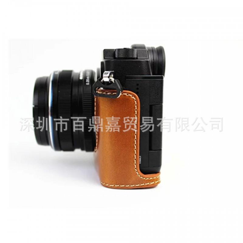 Olympus PEN-F Camera Half Case Cover PU Leather Protective Sleeve Mirrorless Black Brown Coffee