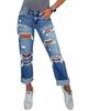 2025 Women's European Style Straight-Leg Ripped Jeans with Pockets