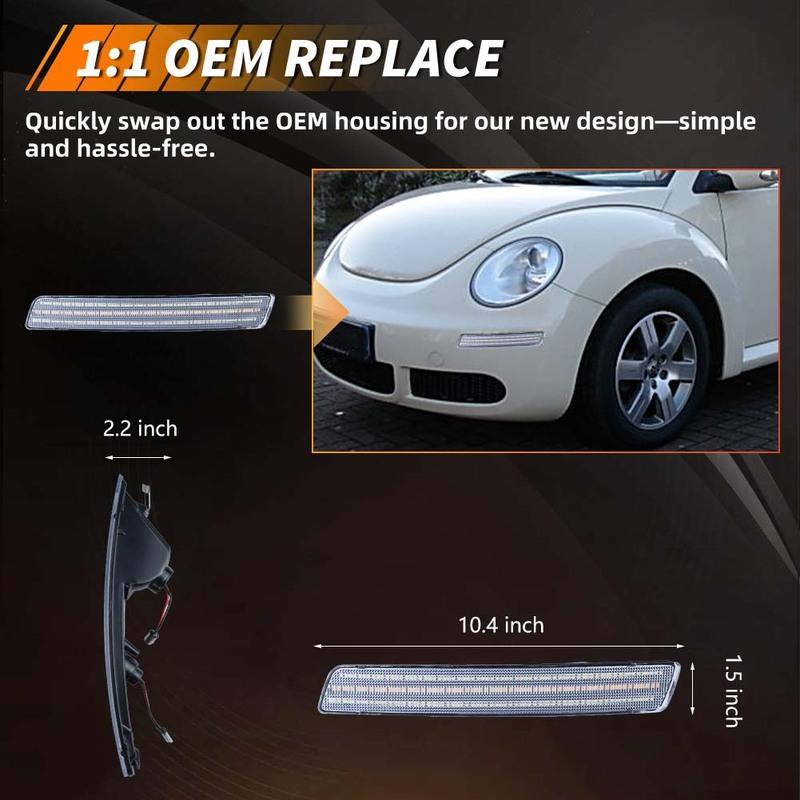 2 шт. Для 2006 2007 2008 2009 2010 Volkswagen Beetle Передний бампер Поворотник Парковочный фонарь Дневной ходовой свет LED