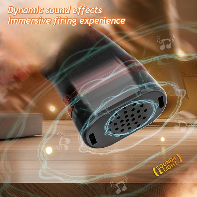 Детский электрический игрушечный пистолет с распылением дыма, разноцветными звуками, мигающими стробоскопами, телескопическим прикладом, отдачей и вибрацией. Крутые подарки для мальчиков