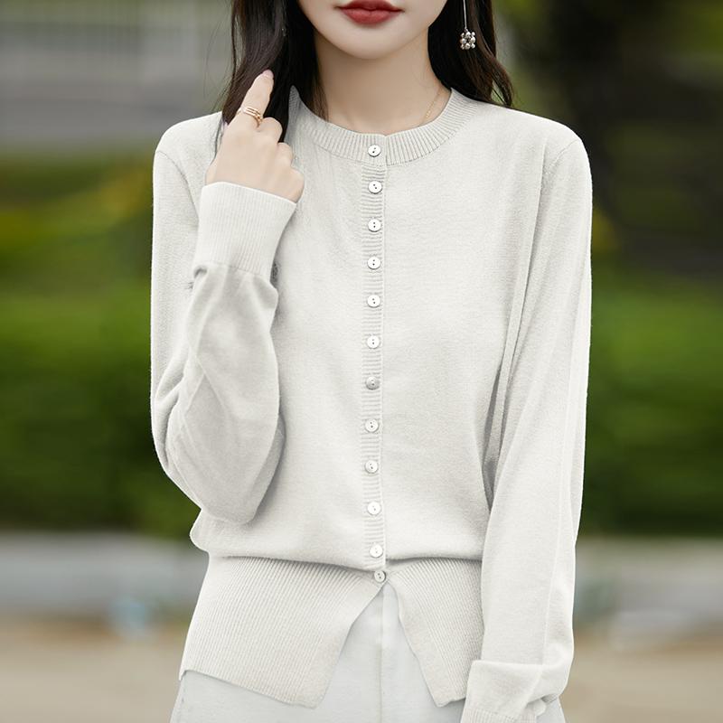 Женский легкий кардиган из 50% шерсти и 50% шелка Mulberry — универсальный трикотаж на все 4 сезона для комфорта и стиля в любое время года