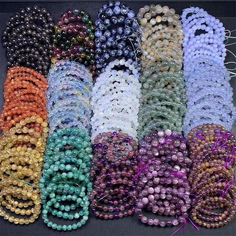 Classic Mixed Natural Crystal Beads Assorted Gemstone Loose Bead Strand Handmade Chain Link Bracelet Necklace Jewelry
