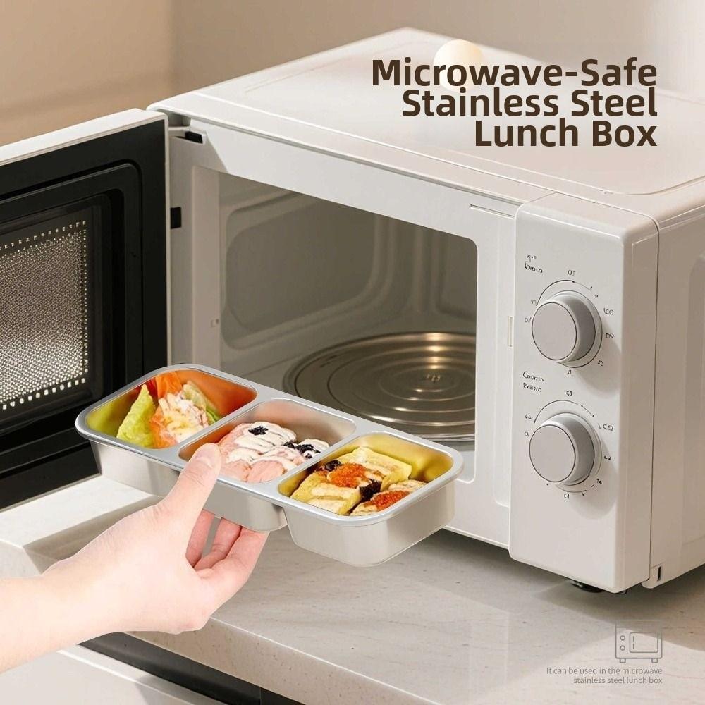 Sealed Lid Thermal Lunch Box Rectangular Shape Food Container Bento Lunch Box Divided Compartments