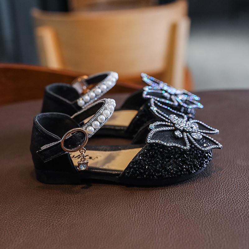Весна/Лето 2023 Корейские сандалии для девочек на мягкой подошве со стразами - Танцевальная обувь в стиле принцессы