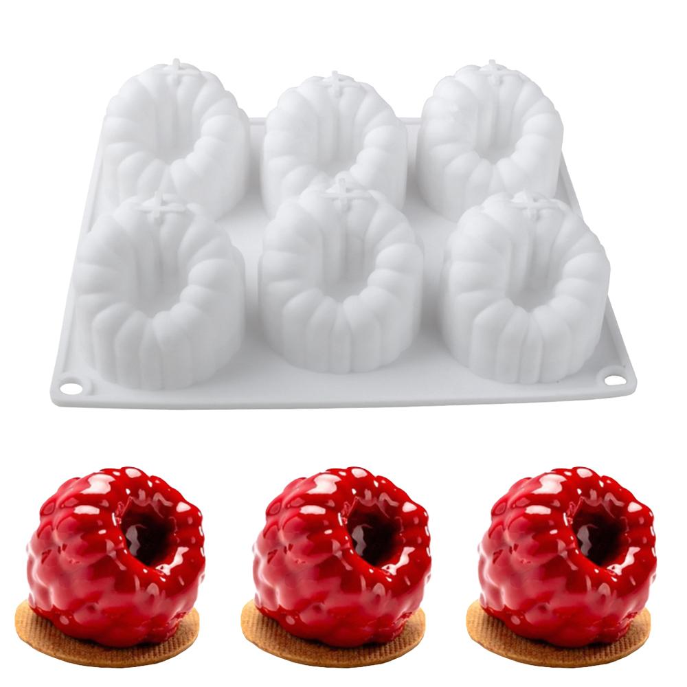 6-cavity Raspberry Mousse Silicone Mold, in the French  style Raspberry Shape for Chocolate Desserts and Baking