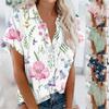 Женские летние топы с короткими рукавами, рубашки на пуговицах с V-образным вырезом, рабочие рубашки, нарядные элегантные свободные рубашки, женские пуловеры, пляжные рубашки с короткими рукавами