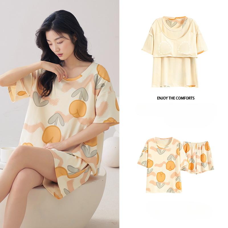 Пижама женская летняя с подушками, милые и симпатичные шорты, можно носить поверх хлопкового костюма с короткими рукавами, домашняя одежда