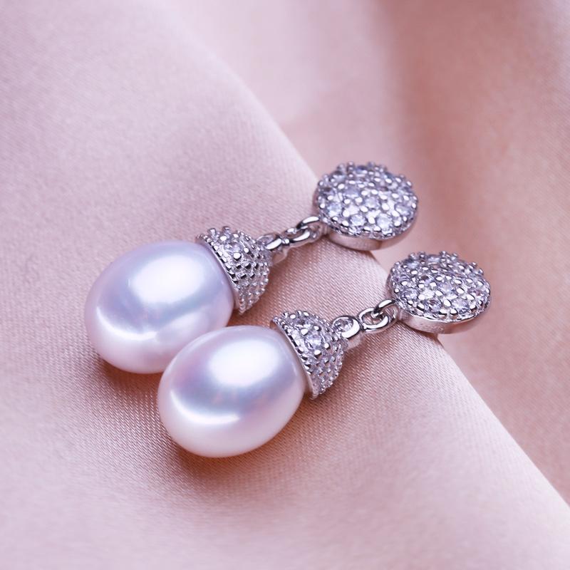 seniko Natural Freshwater Pearl Earrings Fashion Cubic Zirconia Clip Earrings For Women Girl Gift Long Earrings