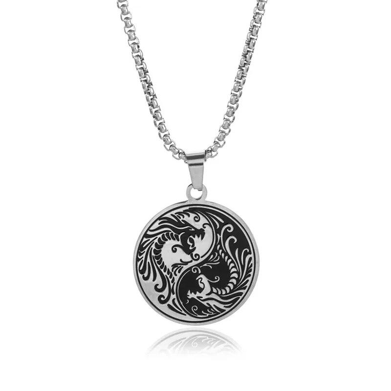 Retro Ethnic Chinese Zodiac Dragon Pendant Gold Color Necklace Men and Women Punk Style Jewelry Gift