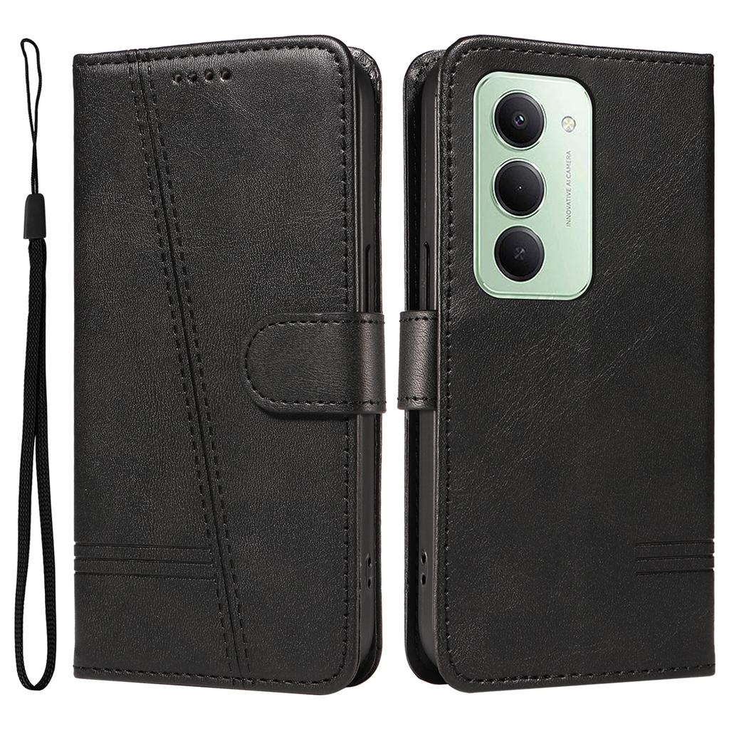 Для Xiaomi Redmi 15 4G (США) (171 мм) Кошелек Чехол Т-образные линии Кожаный Чехол для телефона Подставка