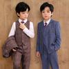 Boys' Stylish British Plaid Suit for Weddings & Performances
