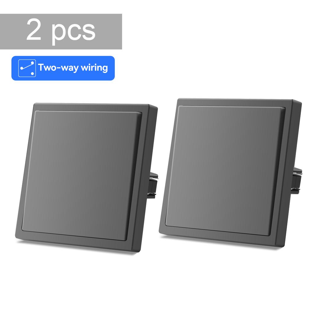 BSEED 1/2Gang Wall Light Switches 2Way Staircase Switches Large Mechanical Buttons Plastic Frame 220V White/Black/Gray 10A