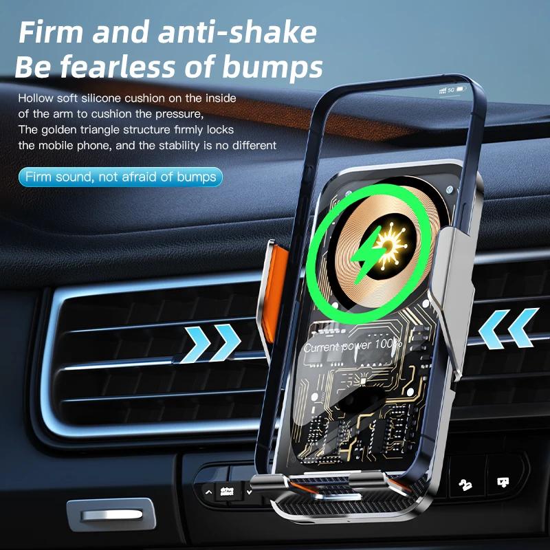 Universal Car Wireless Charging Mobile Phone Holder Air Outlet Navigation Bracket Transparent Vehicle Mount for Smartphones
