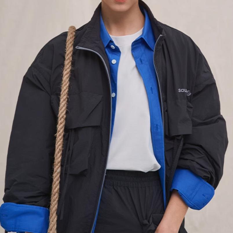 SAUCONY Натуральное Эхо Воротник-стойка Модная Мягкая Универсальная Куртка Куртка Унисекс Черный SA3259WJ43O-BK013