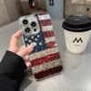 Чехол для iPhone с узором национального флага Америки Для iPhone 16 15 14 13 12 11 Pro Max PLUS INS Жесткая противоударная крышка с текстурой перьев