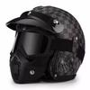 3C Vintage 3/4 Half Helmet Electric Motorcycle Summer Pedal Cruise Locomotive Leather Helmet Men and Women