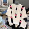 White Short Sleeve Oversized T-shirts Women Summer Cotton Color Contrast Patchwork Love Design Feeling Tees Lady O Neck Tops New