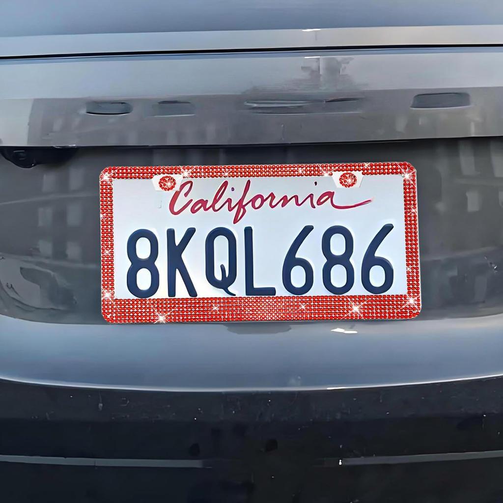 2 шт. Блестящая рамка для номерного знака автомобиля, Нержавеющая сталь, Покрытие для номерного знака автомобиля со стразами, Крышки для винтов, Сверкающее автомобильное украшение