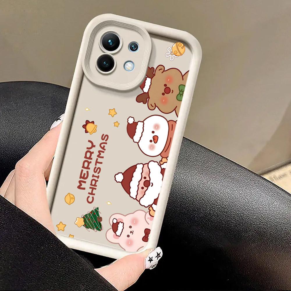 Christmas Snowman Elk Cute Phone Case For Xiaomi 17 Pro Max 15T 14T 13T 11Lite Poco X6 X7 F5 F7 M6 M7 Pro 5G Soft Perfect Cover