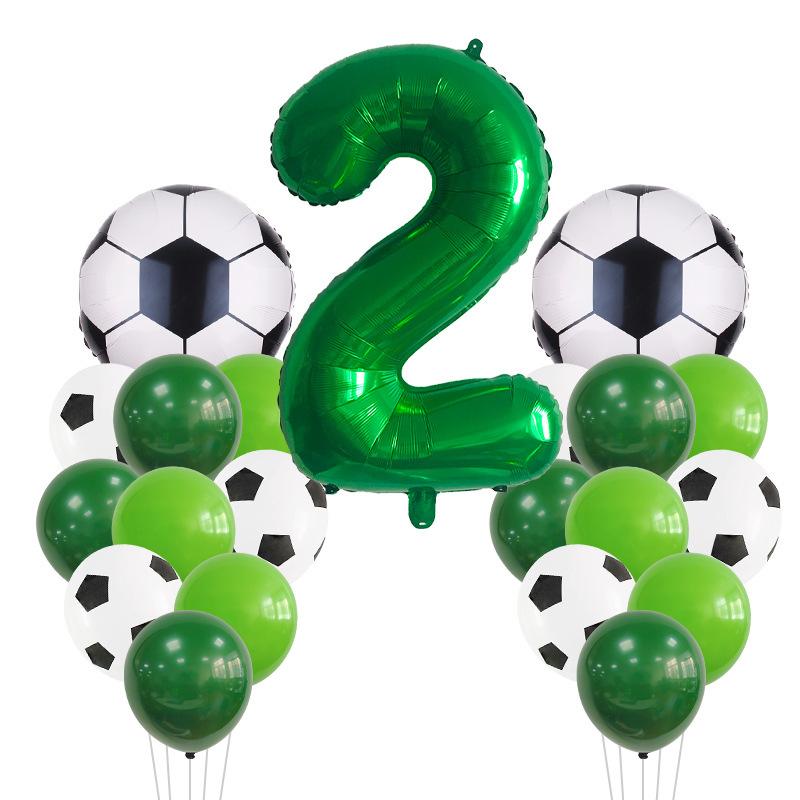 Green Yin Football Series Latex Balloon Digital Aluminum Film Set Baby Birthday Party Decoration Scene Arrangement