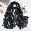 Muffler Women Soft Bronze Feather Print Neck Scarf Wrap Scarves