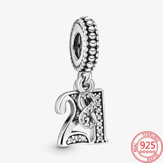 Изящные сверкающие подвески из стерлингового серебра 925 пробы с номером 23, подходящие для модных браслетов и ожерелий, женские ювелирные украшения своими руками, подаркиjavascript: недействительным(0)