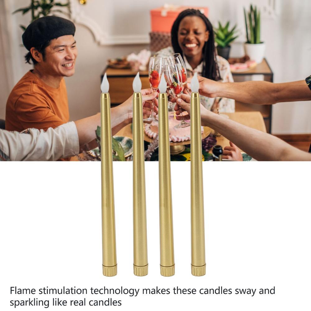 4 Pcs Warm Light Taper Candles Flameless LED Candle Sticks LED Taper Candles  Halloween Decor