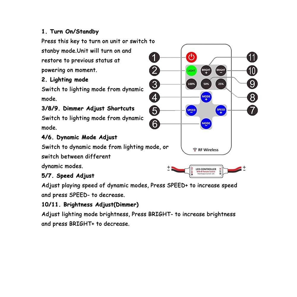 Прочный 12V RF беспроводной пульт дистанционного управления для мини светодиодной ленты, выключатель, диммер, контроллер