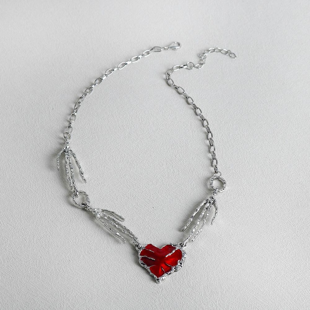 Exaggerated Gothic Necklace Thorn Love Heart Necklace Fashion Skull Claw Pendant Y2K Accessories