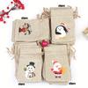 20pcs Christmas Linen Bags with Drawstrings Christmas Burlap Gift Bags with Double Jute Drawstrings 4 Designs