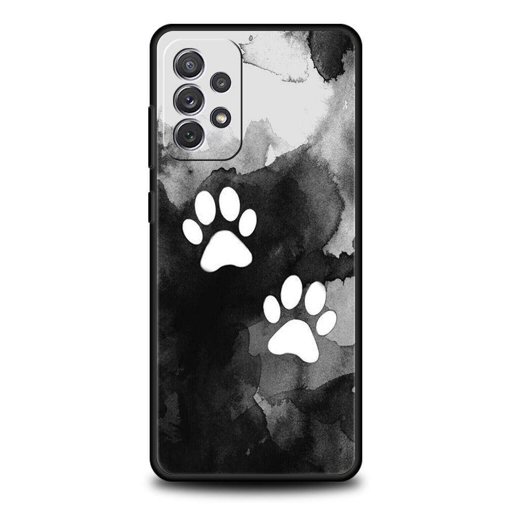 Dog Footprint Paw Cute Phone Case for Samsung Galaxy A15 A14 A25 A54 A34 A51 A71 A72 A73 A32 A52 A11 A21S A31 A41 5G Soft Shell
