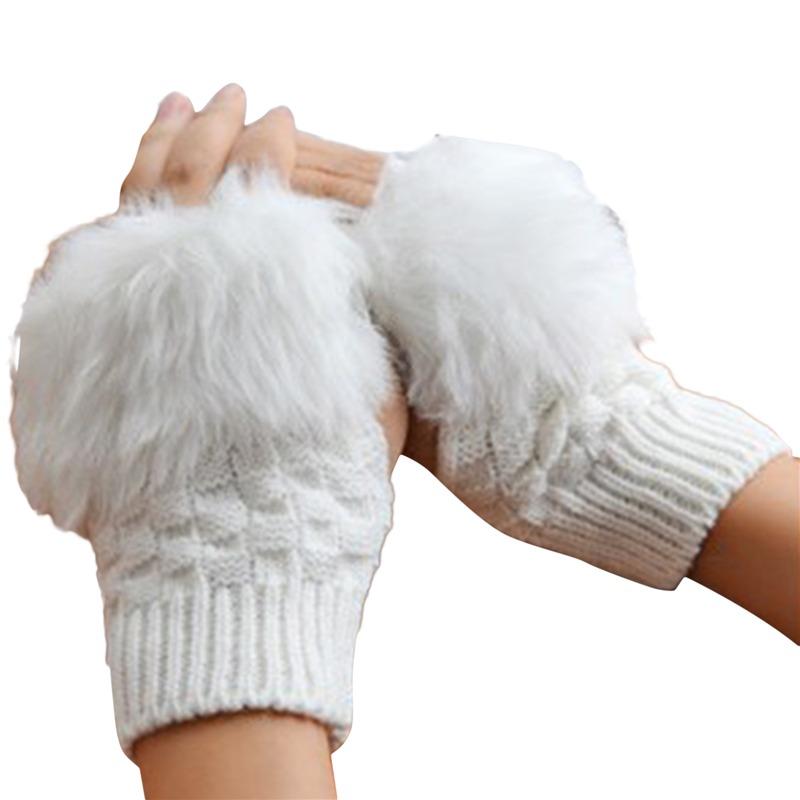 Women Gloves Stylish Fingerless Warm Winter Half Finger Mitten Ladies Faux Woolen Plush Wrist Warmer Glove Gift Ladies Gloves