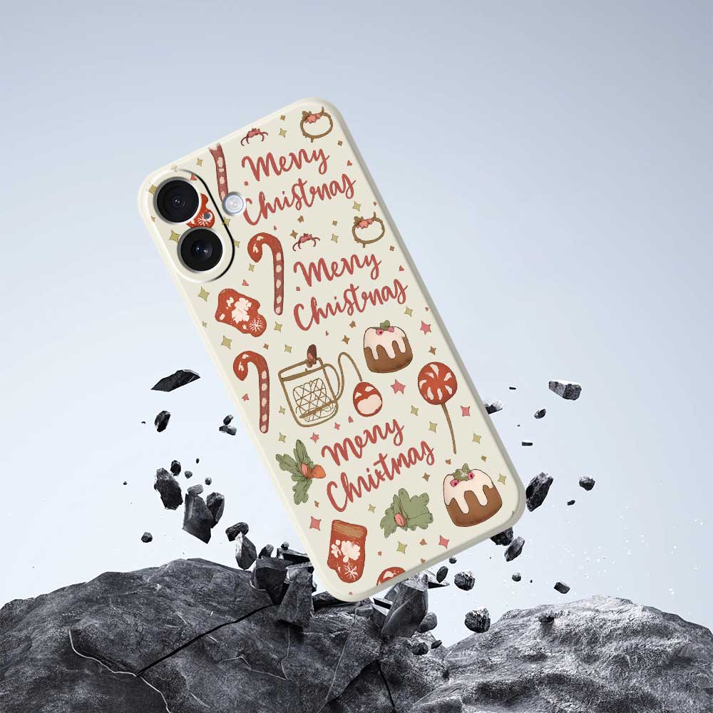 Чехол для iPhone 17 с рождественским рисунком снеговика, печать, прямой край, ТПУ, задняя крышка для телефона