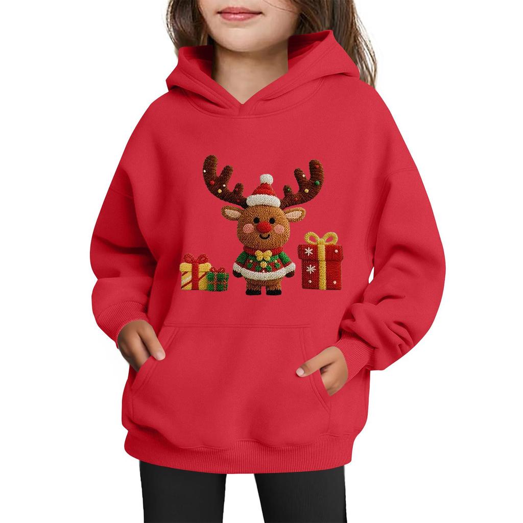 Толстовки для девочек-подростков Худи с длинным рукавом на шнурке Пуловер Милое принтованное Худи оверсайз Рождество