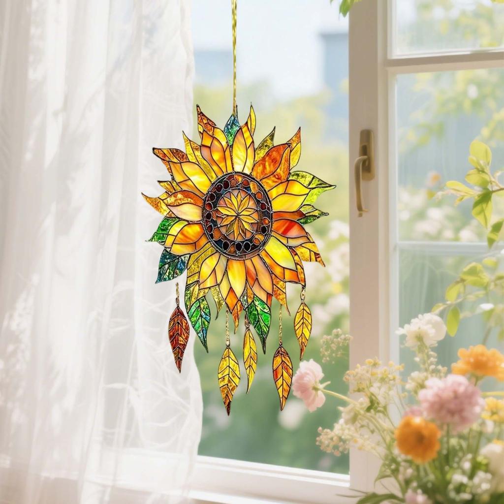 2D Flat Sunflower Acrylic Printing Window Decoration Garden Home Window Decoration Flat Pendant
