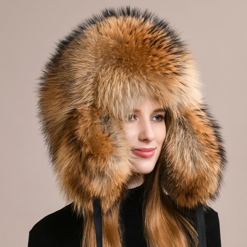Шапка из лисьего меха, шапка-повелитель из шерсти енота, женская и мужская меховая шапка Lei Feng, зимняя северо-восточная теплая защита ушей, натуральная кожа