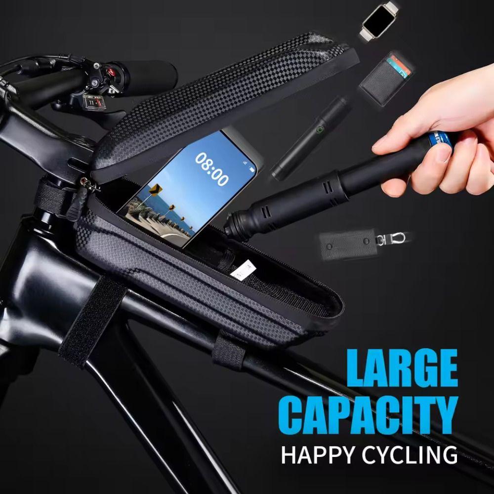 Large Capacity MTB Road Bike Bag Waterproof Top Tube Phone Pouch Front Beam Bag Cycling