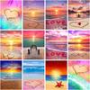 5d Diy Diamond Painting Sunset Beach Scenery Diamond Mosaic Heart Cross Embroidery Kits Rhinestone Sea Pictures Home
